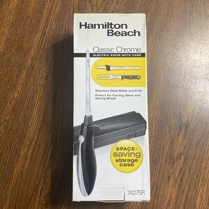 Hamilton Beach brand new classic chrome electric knife with case